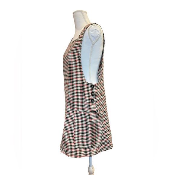 Urban Outfitters Plaid Pinafore Mini Dress Size Medium | Button Side Academia - Picture 5 of 12